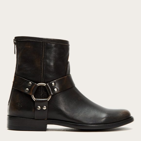 Frye Phillip Harness Short Leather Cute Ankle Boot - Picture 4 of 15